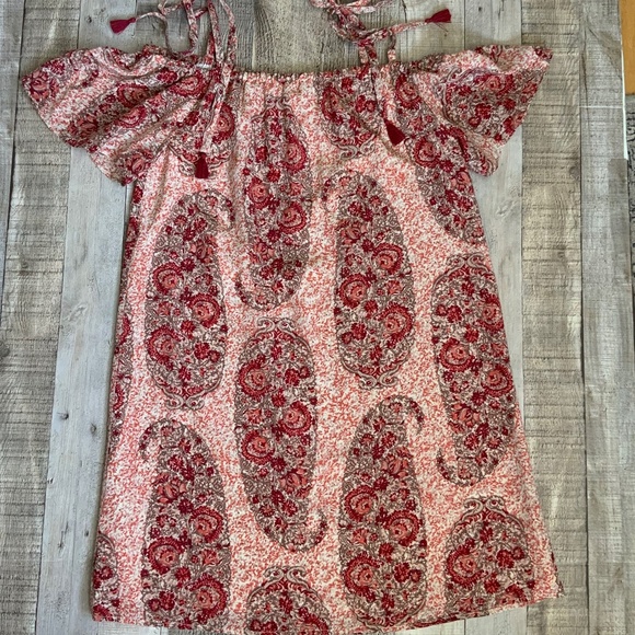 Madewell NWT Watercolor Paisley Silk Cold Shoulder Tie Shoulder Dress SZ M - Picture 12 of 15